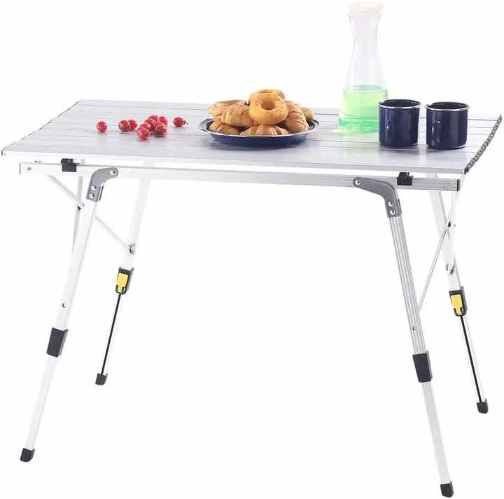 نشمر أعلى الطاولة طبقة شبكة التخييم المحمولة . Roll up table top mesh layer portable camping outdoor