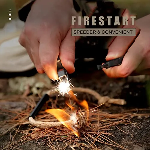 2 Pack Adjustable Paracord Bracelets Kit Ourtdoor Survival Bracelets Gift with Firestart Whistle Loudest Camping Compass