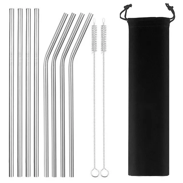 2/4/8Pcs Colorful Reusable Drinking Straw.High Quality 304 Stainless Steel Metal Straw with Cleaner Brush For Mugs 20/30oz.