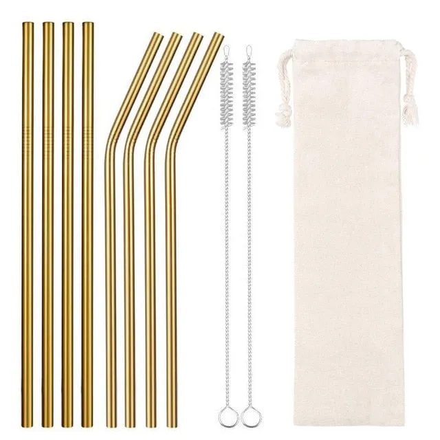 2/4/8Pcs Colorful Reusable Drinking Straw.High Quality 304 Stainless Steel Metal Straw with Cleaner Brush For Mugs 20/30oz.