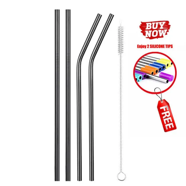 2/4/8Pcs Colorful Reusable Drinking Straw.High Quality 304 Stainless Steel Metal Straw with Cleaner Brush For Mugs 20/30oz.