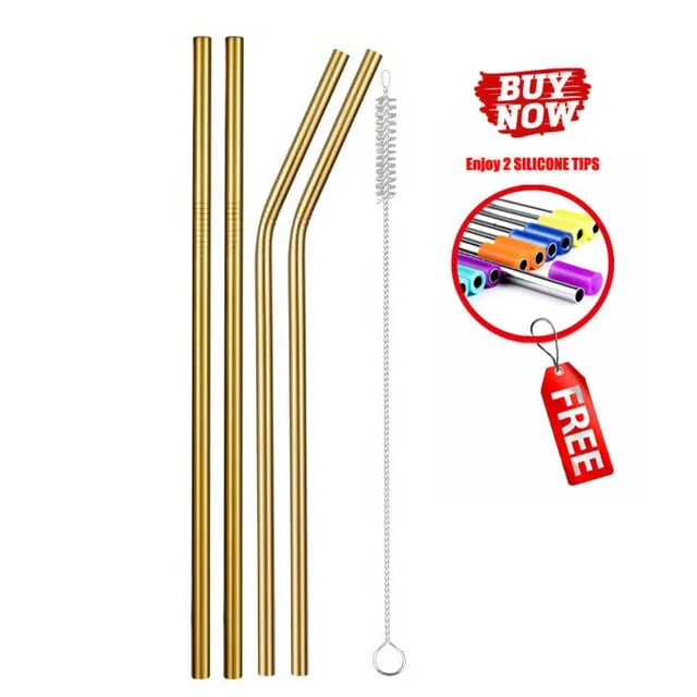 2/4/8Pcs Colorful Reusable Drinking Straw.High Quality 304 Stainless Steel Metal Straw with Cleaner Brush For Mugs 20/30oz.