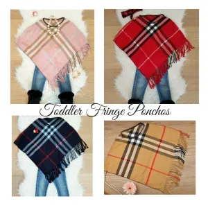 ARIANA Toddler Girl Fringe Plaid Poncho - 4 Colors!!
