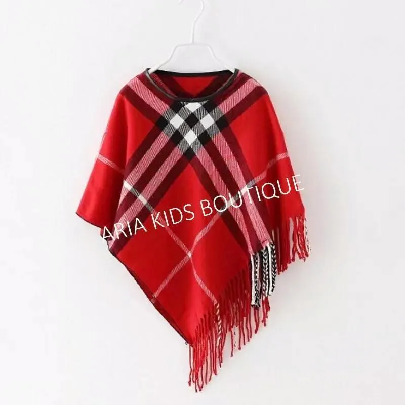 ARIANA Toddler Girl Fringe Plaid Poncho - 4 Colors!!