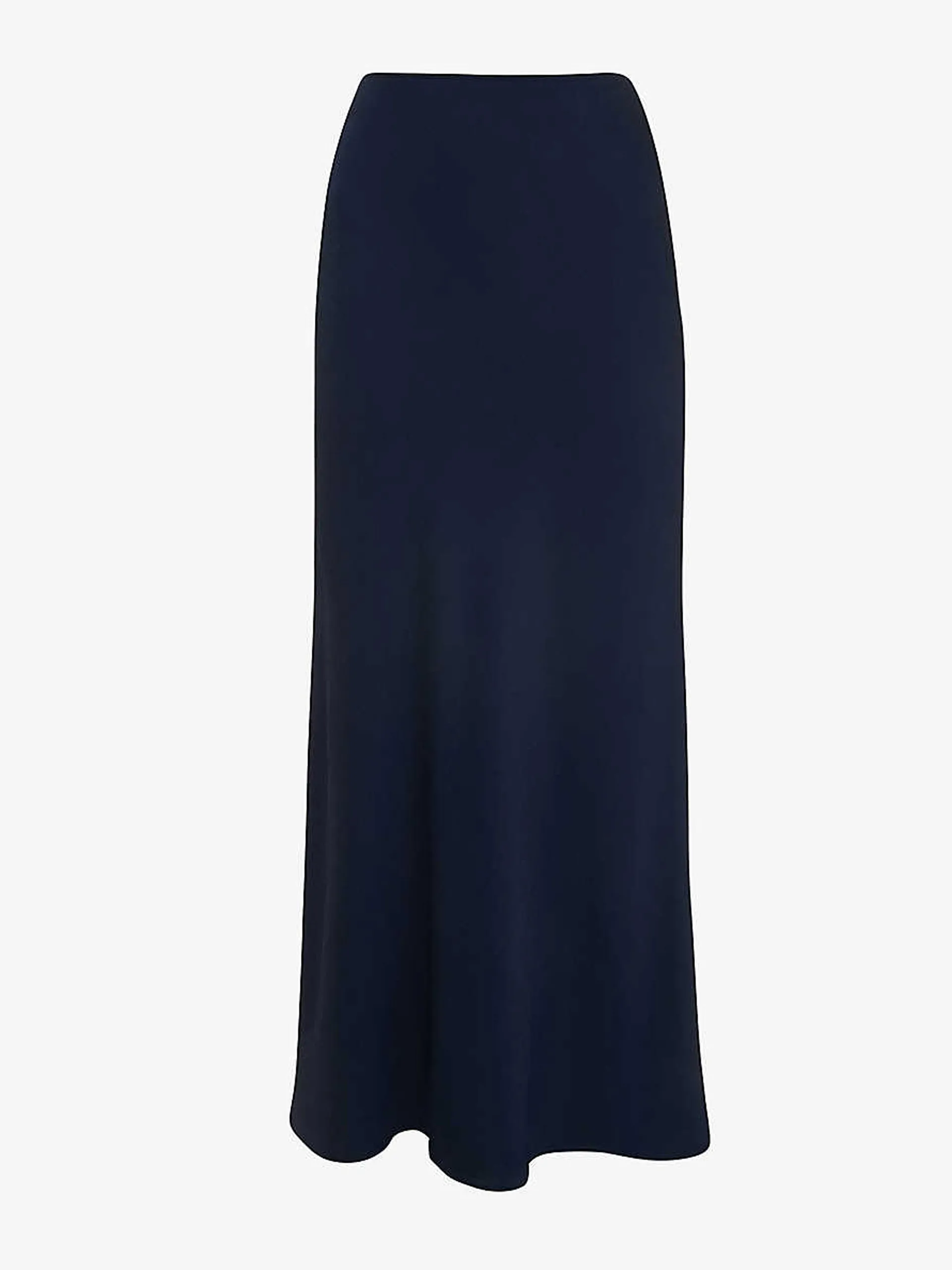 Bias-cut navy midi skirt