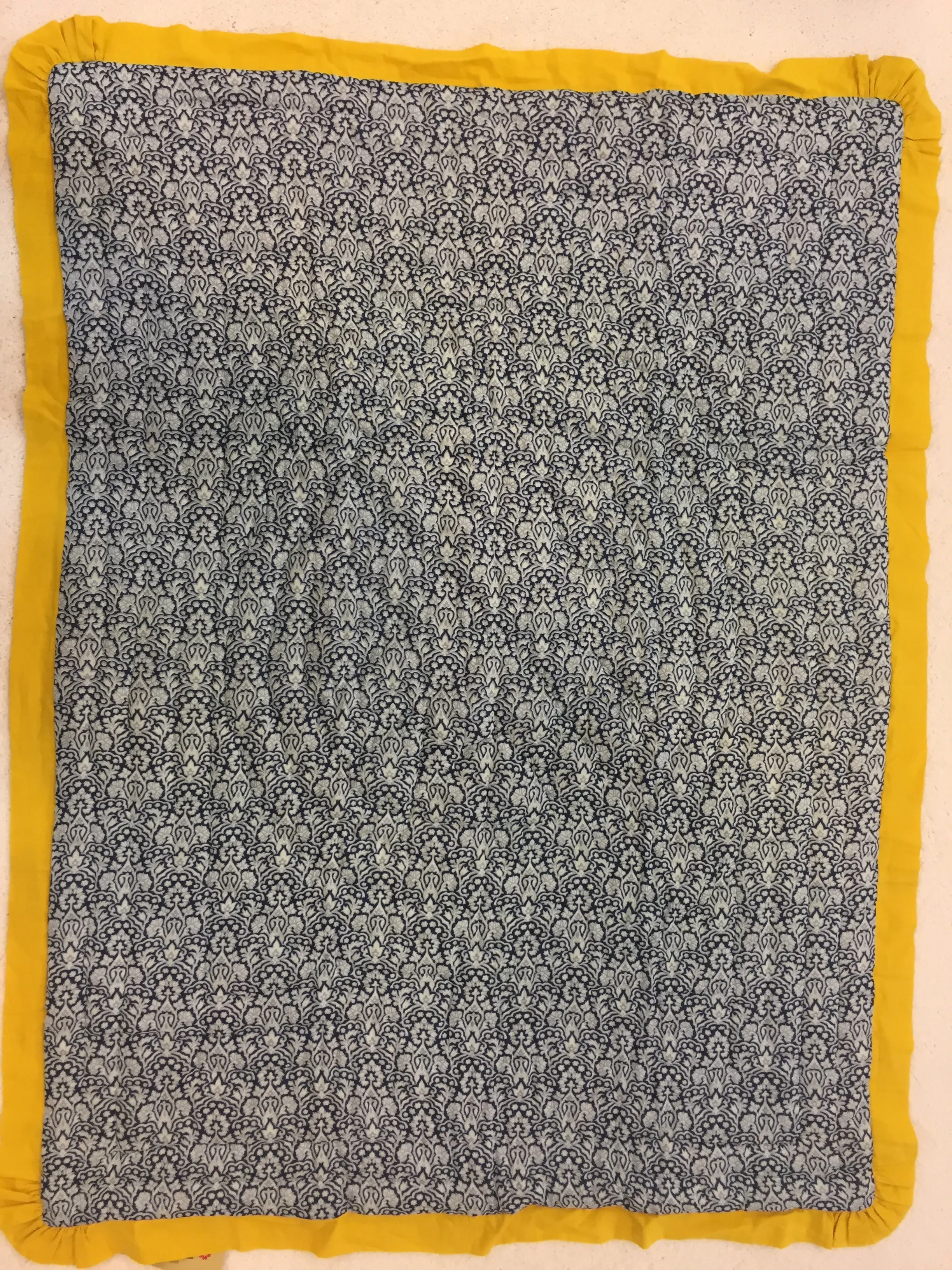 Blue Blanket With Yellow Trim