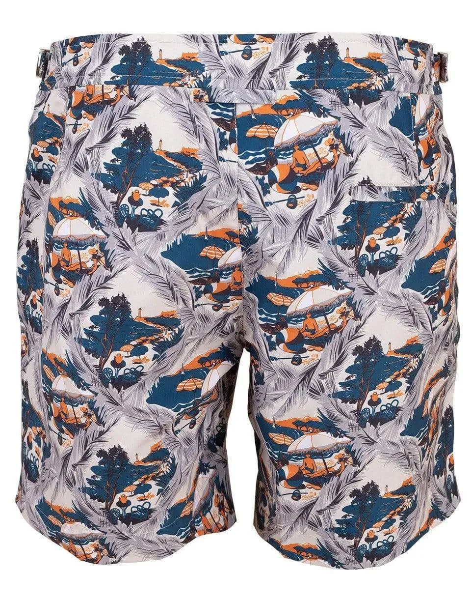 Bulldog Summer Scene Swim Trunks
