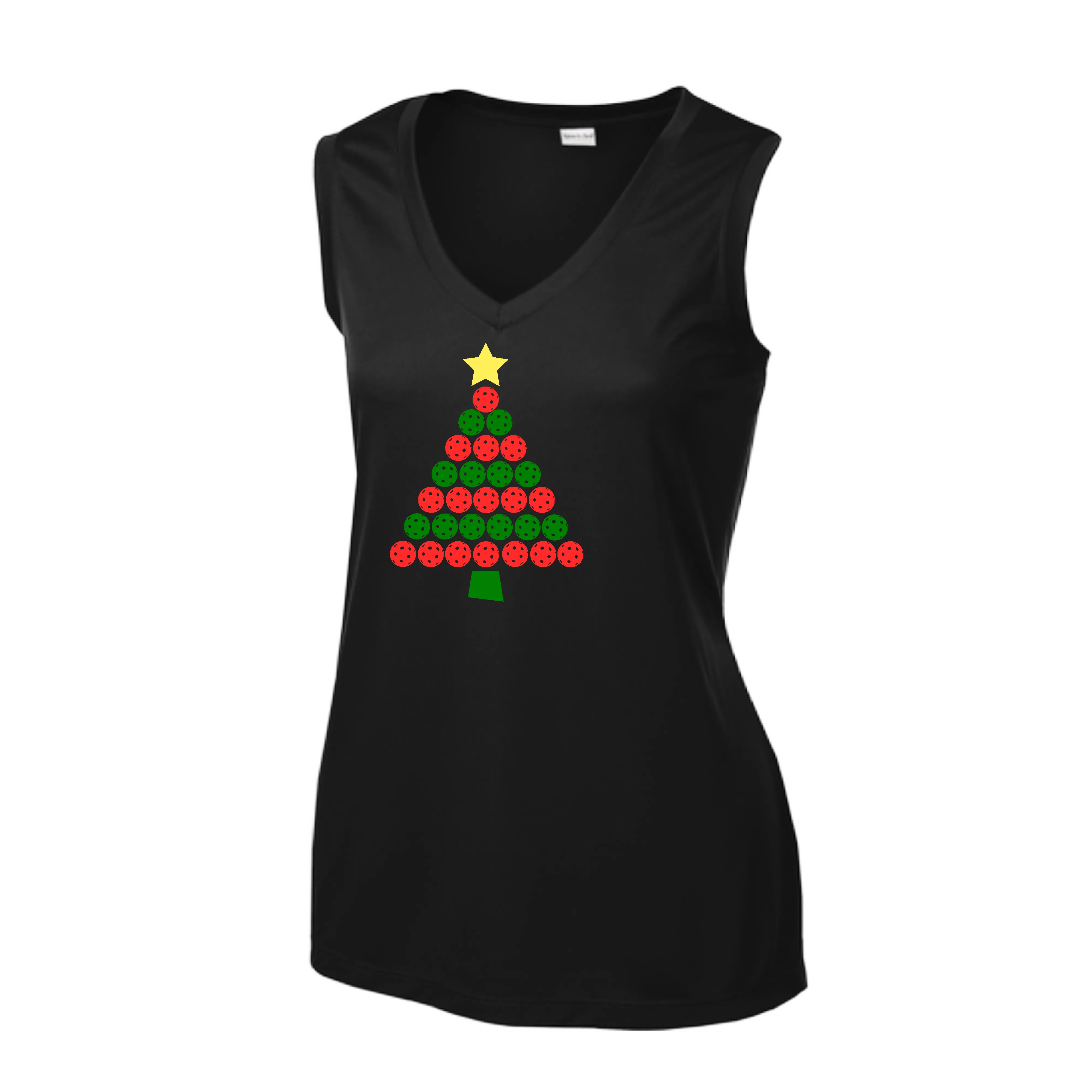 Christmas Tree | Women’s Sleeveless Pickleball Shirt | 100% Polyester