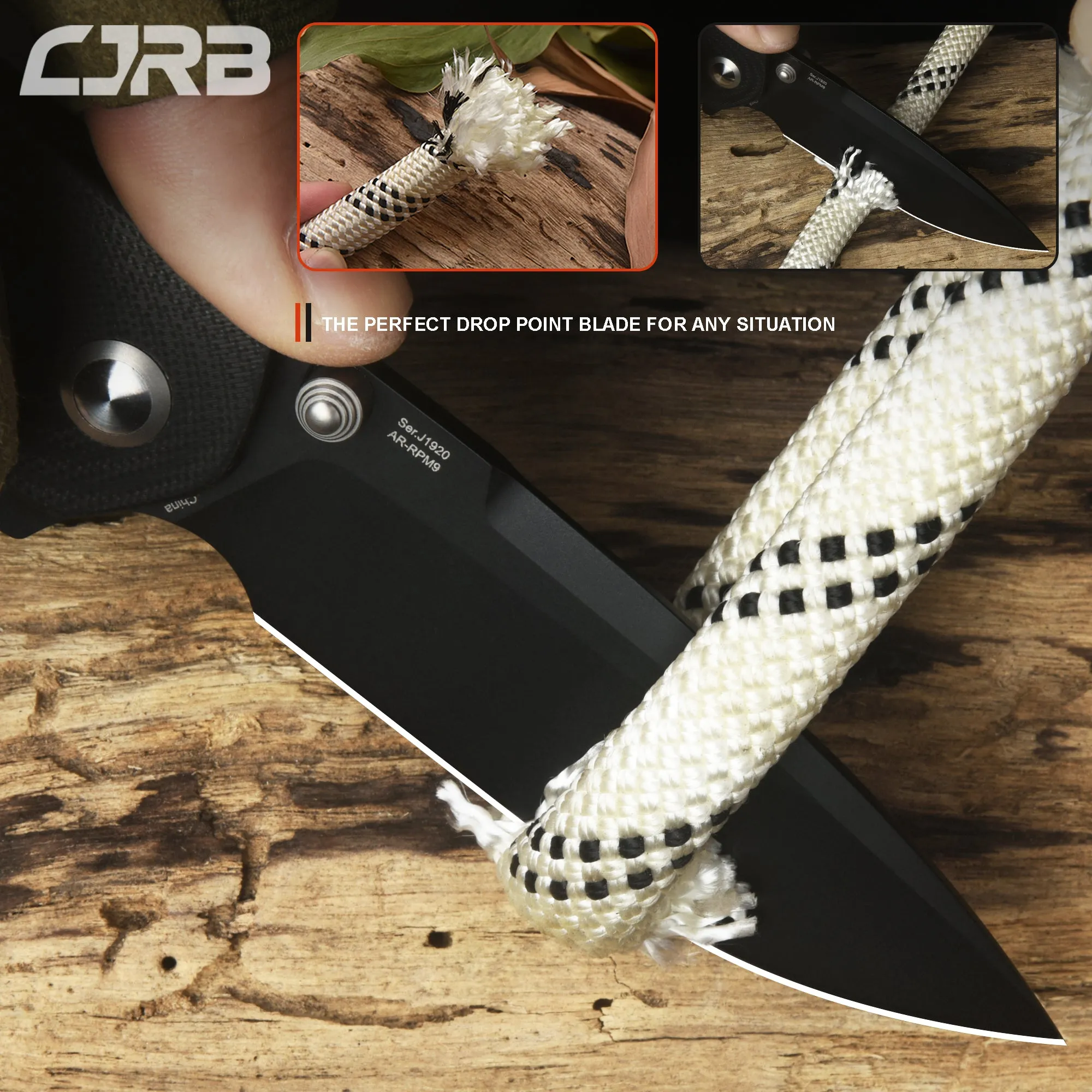 CJRB SCORIA J1920 AR-RPM9 Steel Black PVD Blade Black G10 Handle Tactical Knife Folding Knife EDC Knife