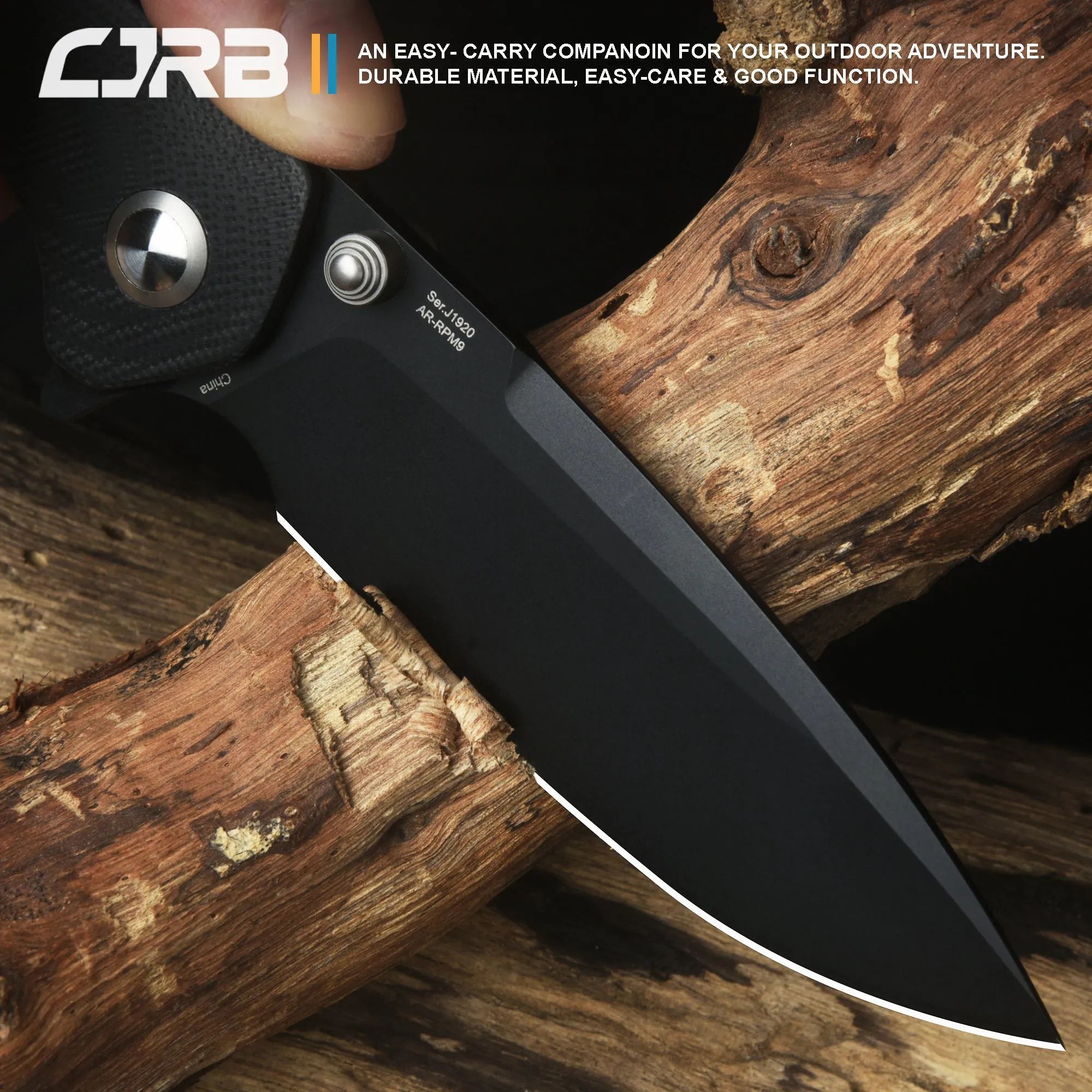 Cjrb Scoria J1920 AR-RPM9 Steel Black Pvd Blade Black G10 Handle Tactical Knives Folding Knives Edc Knives