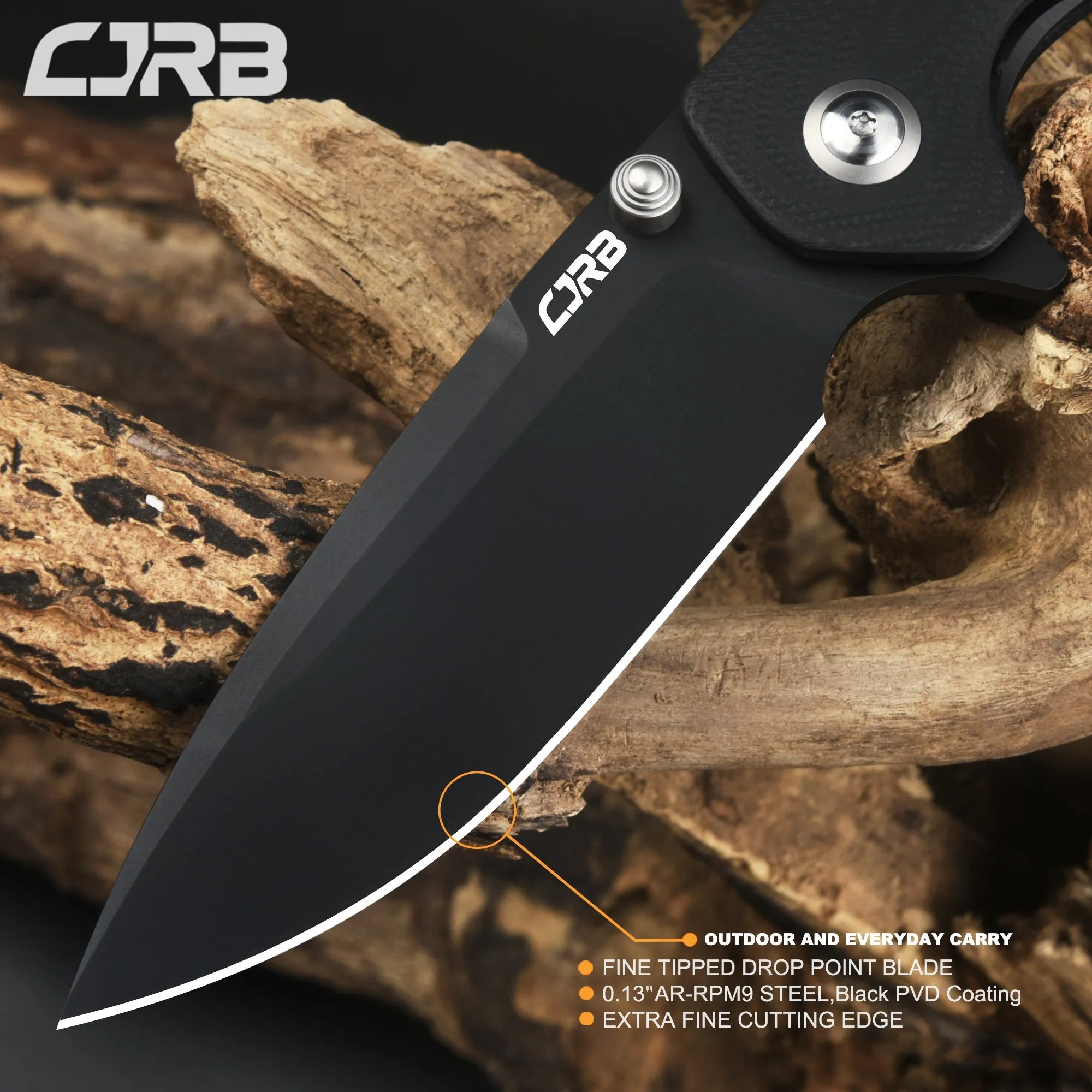 Cjrb Scoria J1920 AR-RPM9 Steel Black Pvd Blade Black G10 Handle Tactical Knives Folding Knives Edc Knives