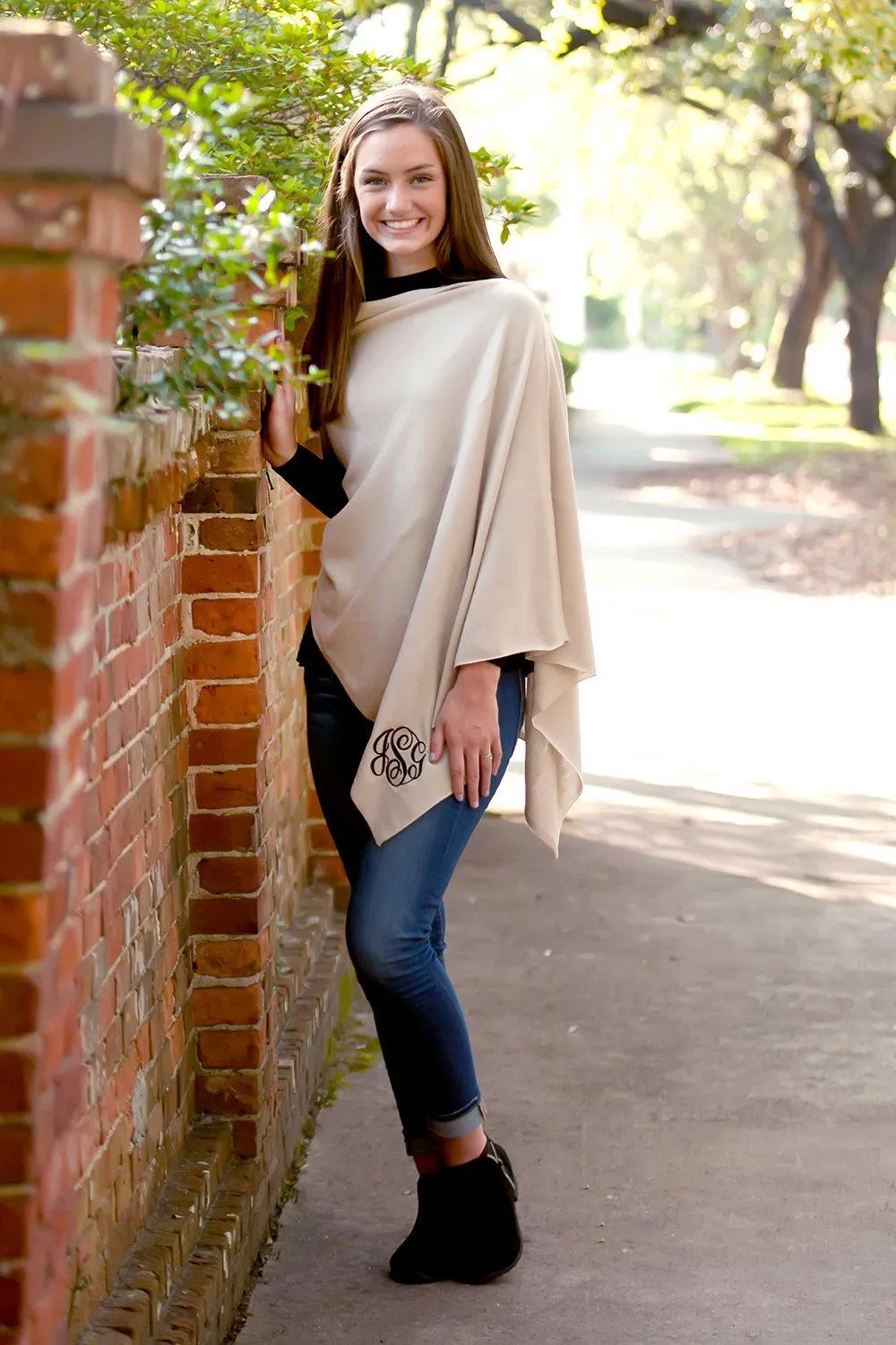 Creme Chelsea Poncho - Personalized