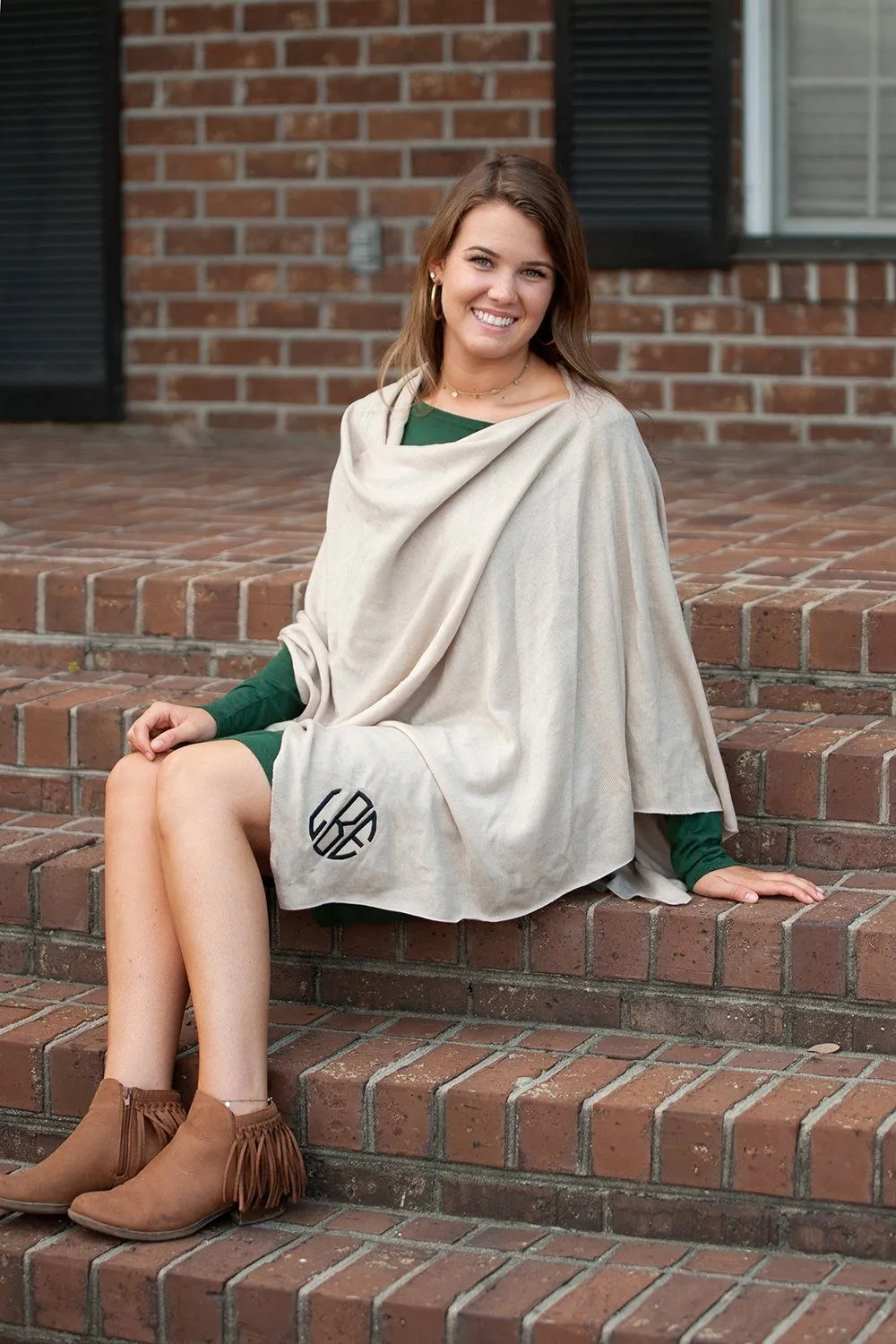 Creme Chelsea Poncho - Personalized