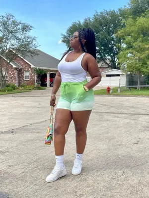 DIP DYE DRAWSTRING SHORT SET with POCKETS (Green)