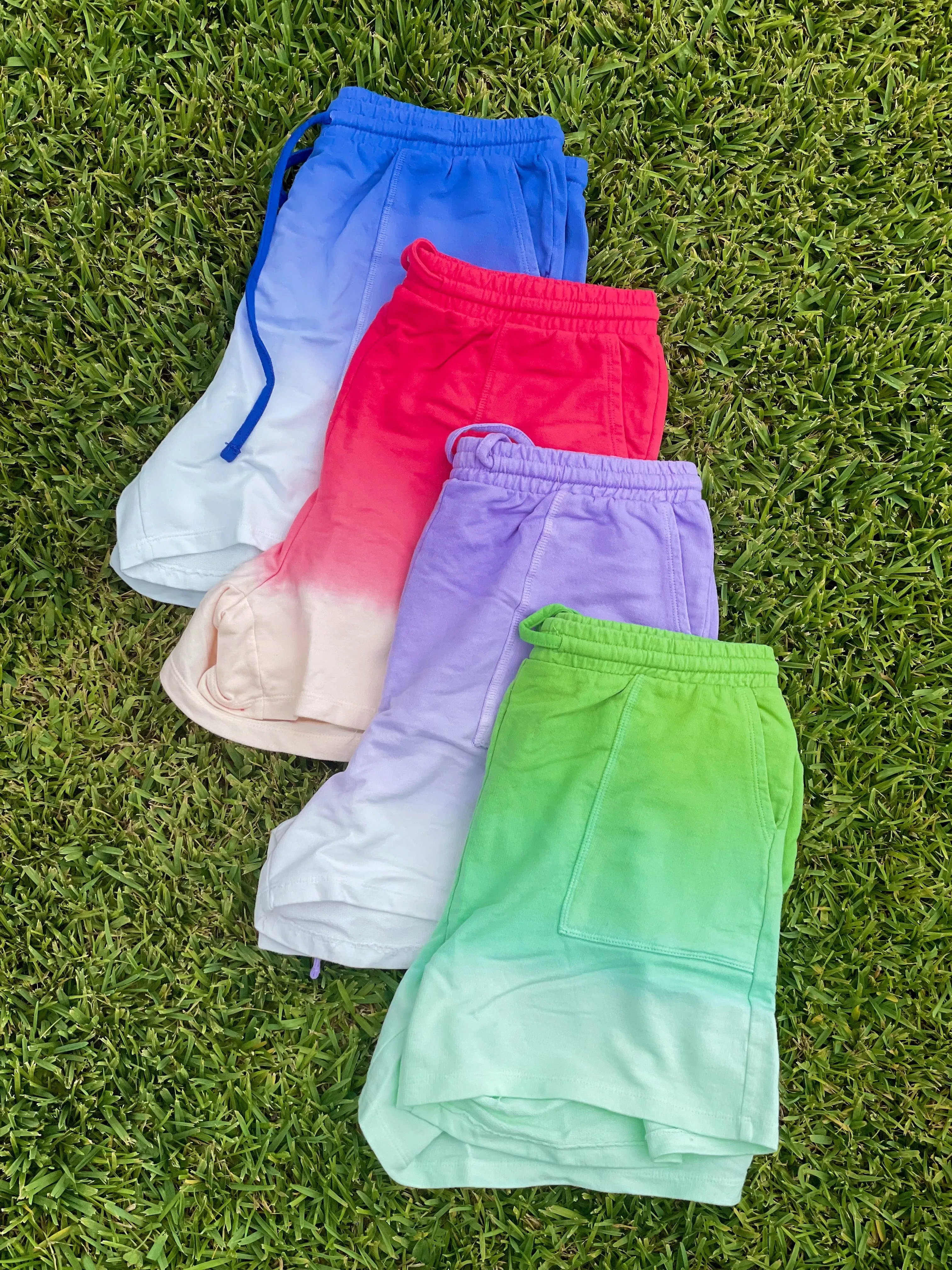 DIP DYE DRAWSTRING SHORT SET with POCKETS (Ruby)