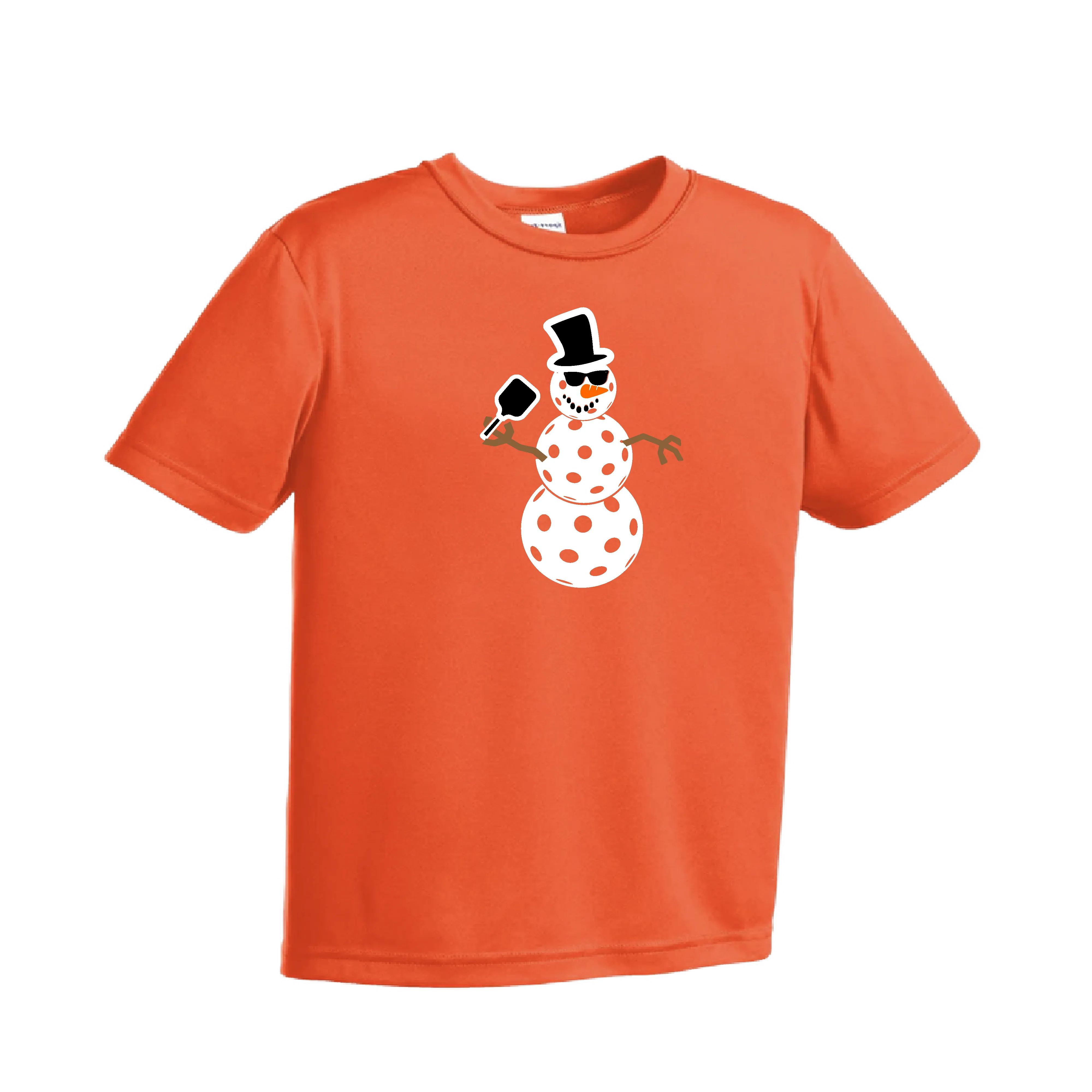 Frosty The Dinking Snowman | Youth Short Sleeve Pickleball Shirts | 100% Polyester