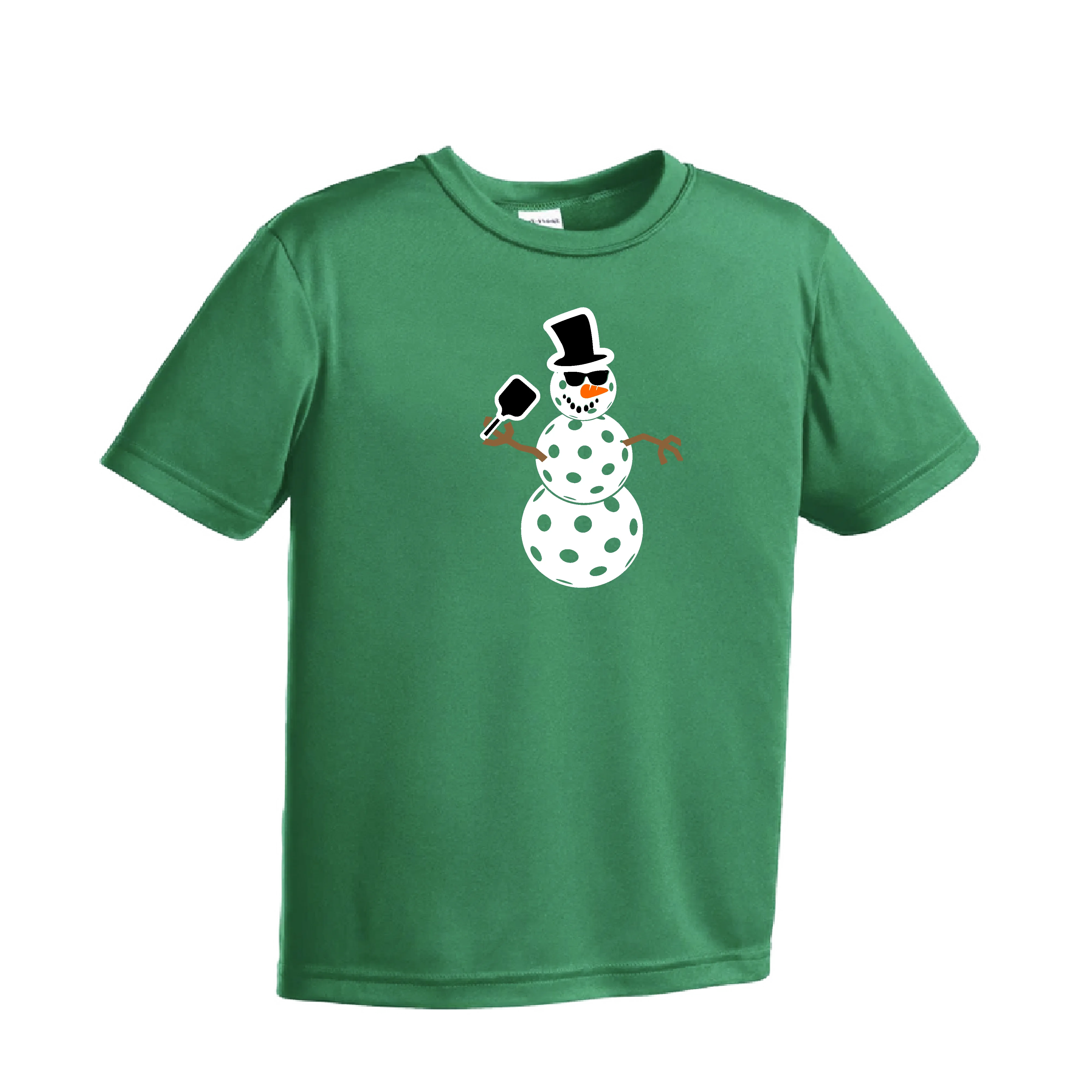Frosty The Dinking Snowman | Youth Short Sleeve Pickleball Shirts | 100% Polyester