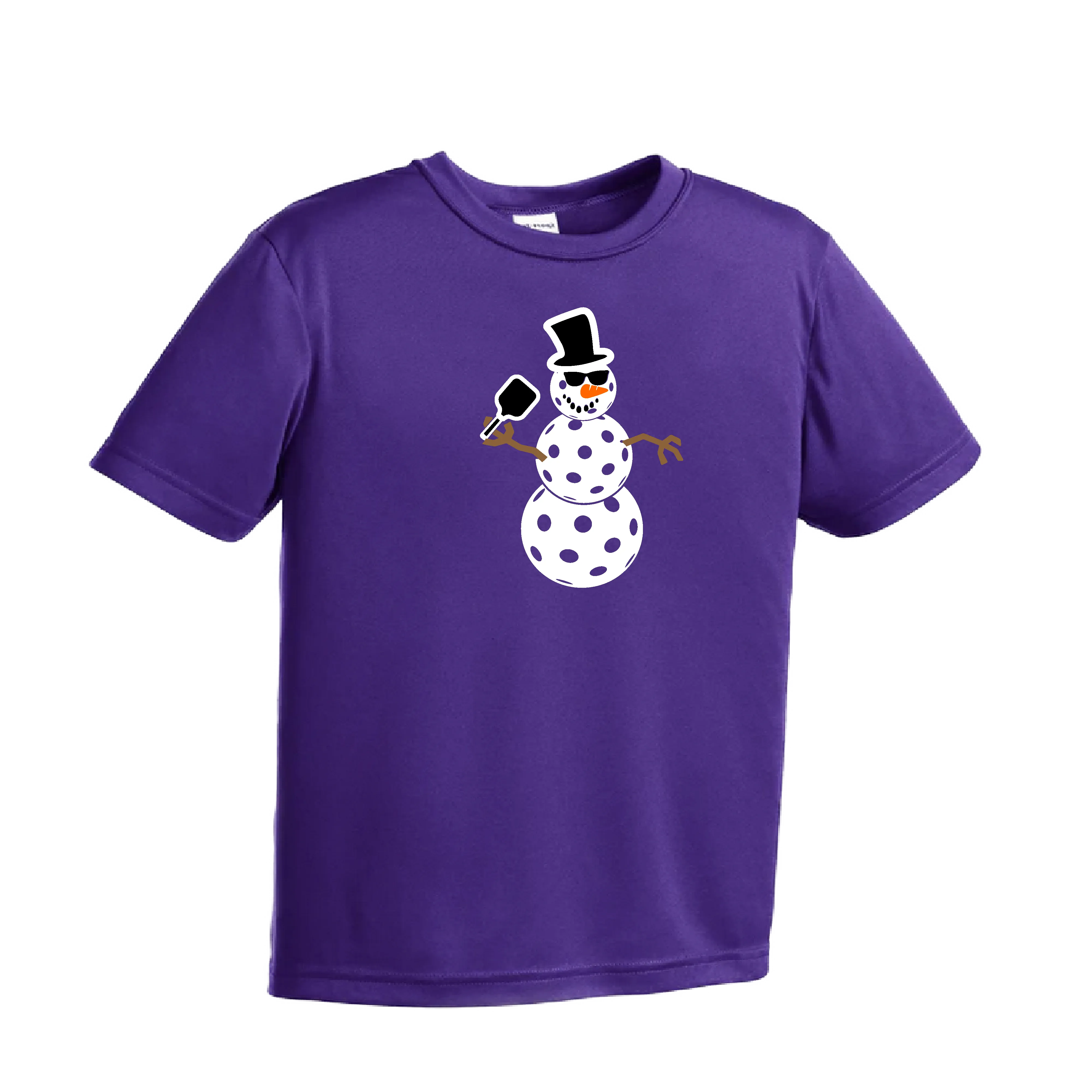 Frosty The Dinking Snowman | Youth Short Sleeve Pickleball Shirts | 100% Polyester