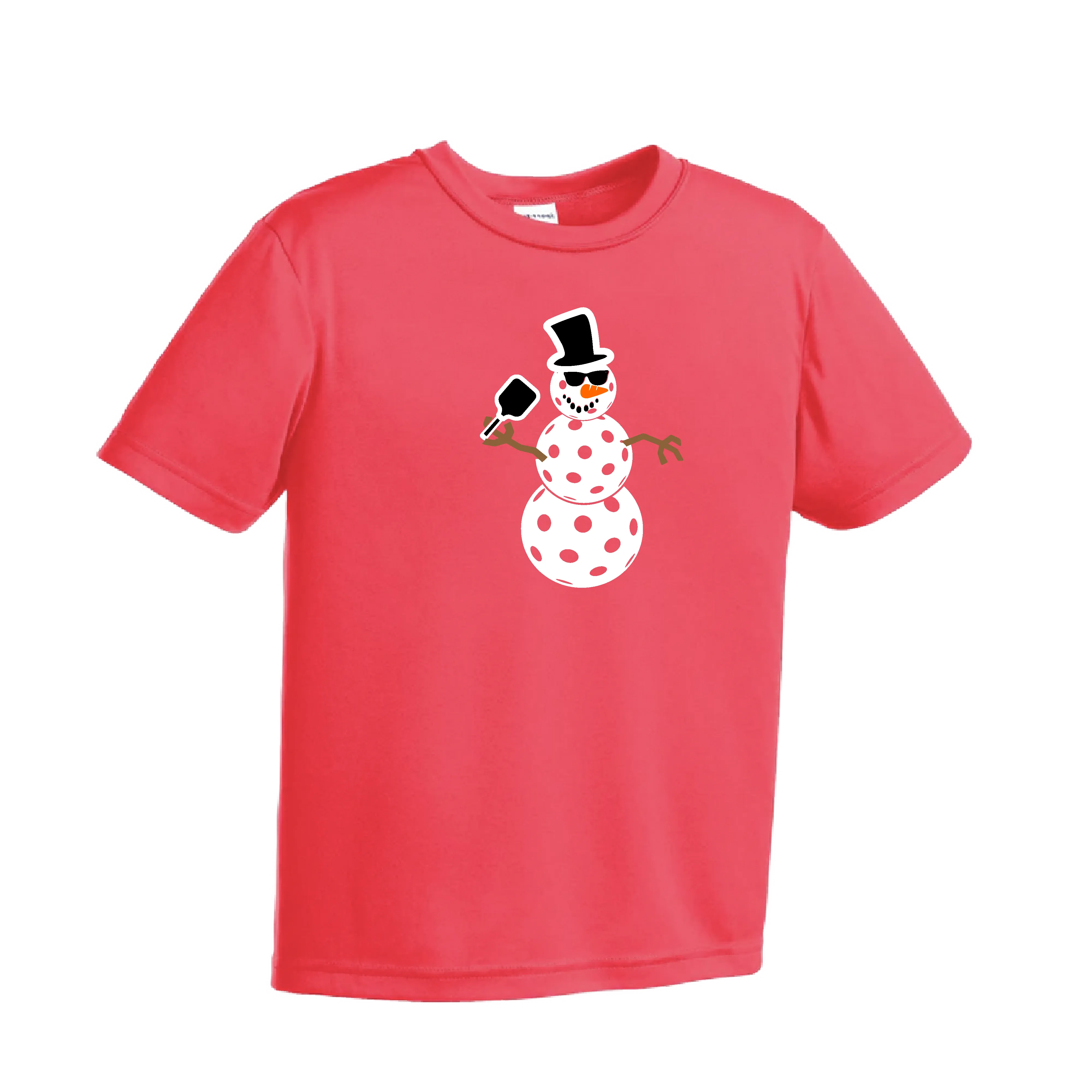 Frosty The Dinking Snowman | Youth Short Sleeve Pickleball Shirts | 100% Polyester