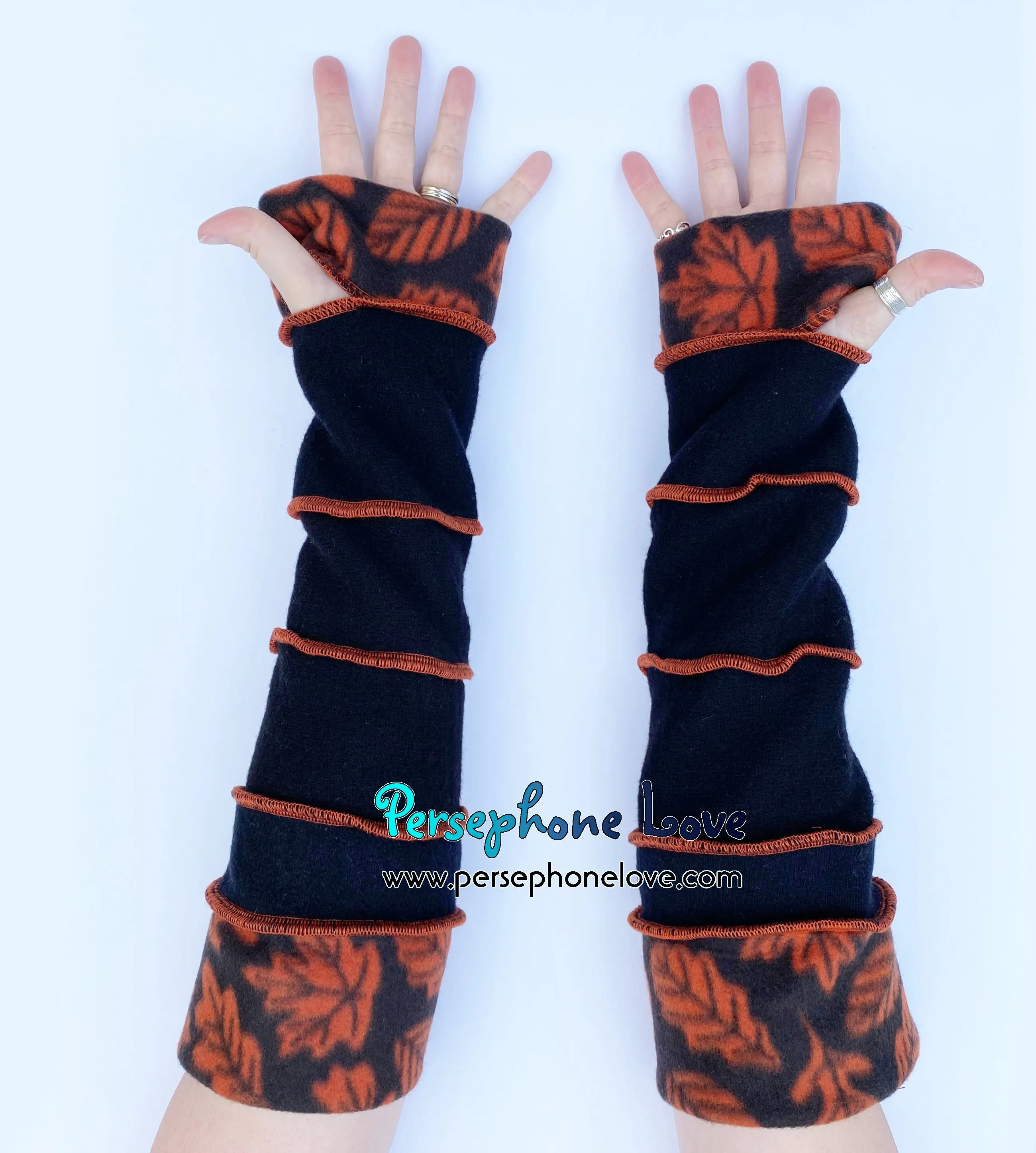 Katwise inspired needle-felted 100% cashmere upcycled sweater arm warmers -1752