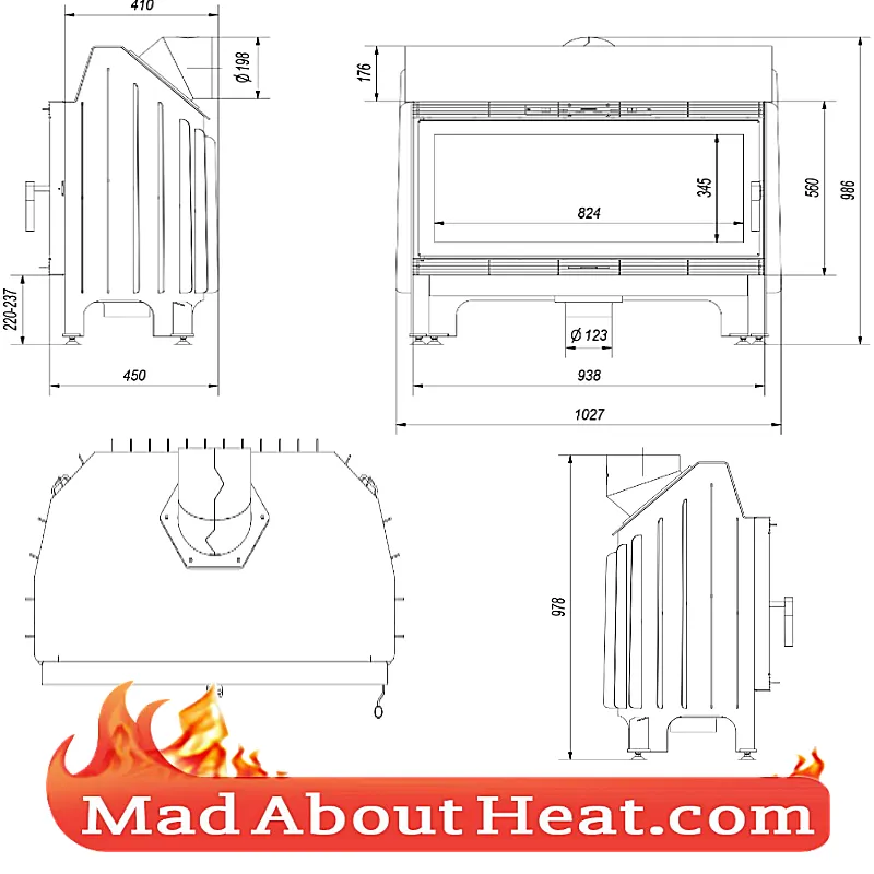 KBA 22kW Fire Place Insert Stove Air Space Heater Multi Fuel Log Burner