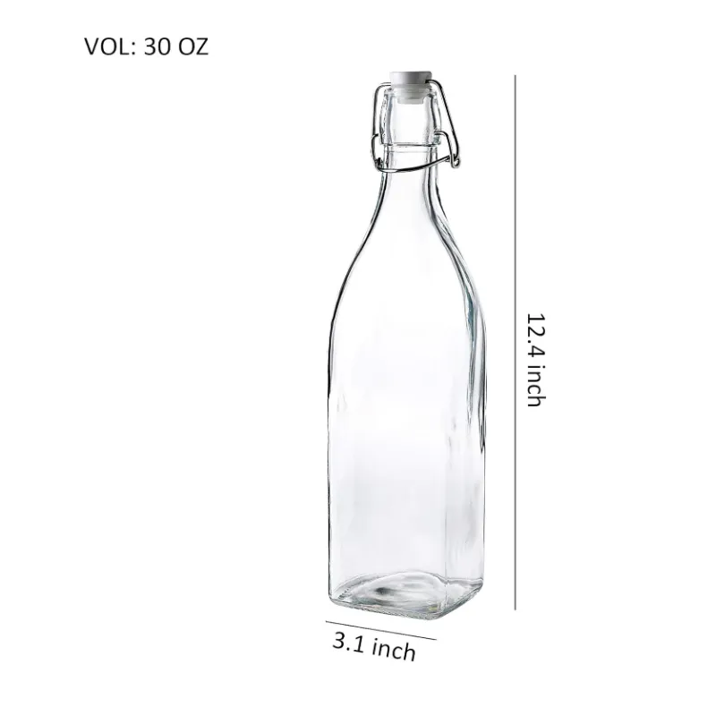 Leakproof Glass Water Bottle With Airtight Metal Clamp