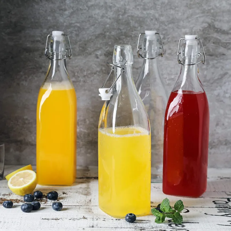 Leakproof Glass Water Bottle With Airtight Metal Clamp
