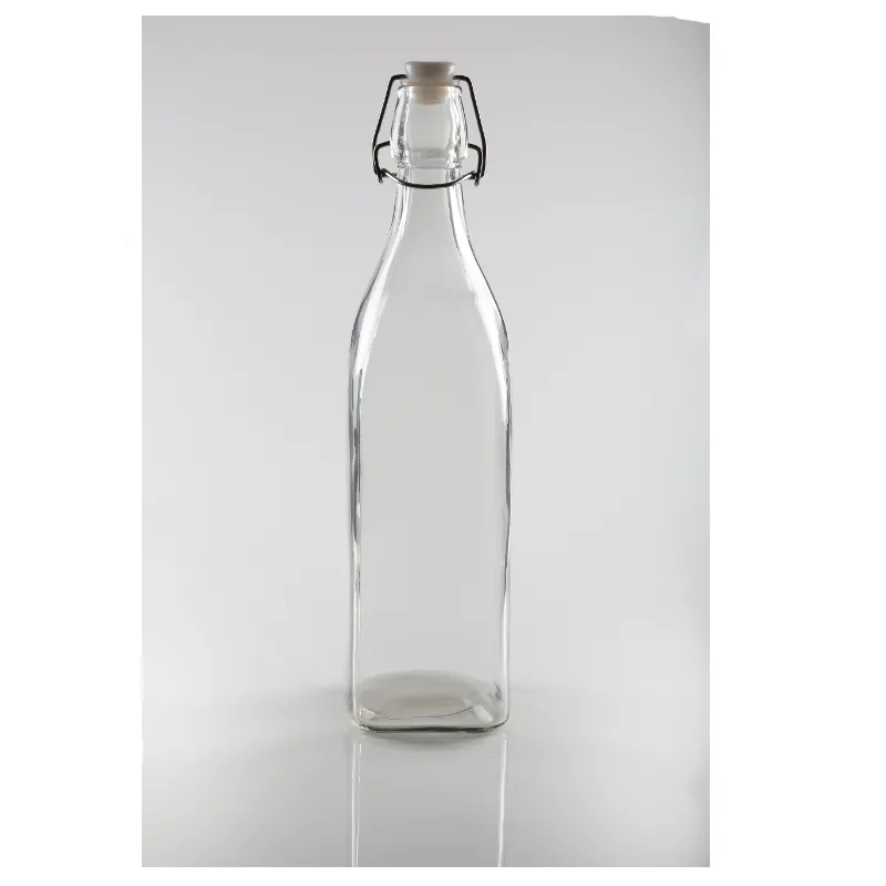 Leakproof Glass Water Bottle With Airtight Metal Clamp
