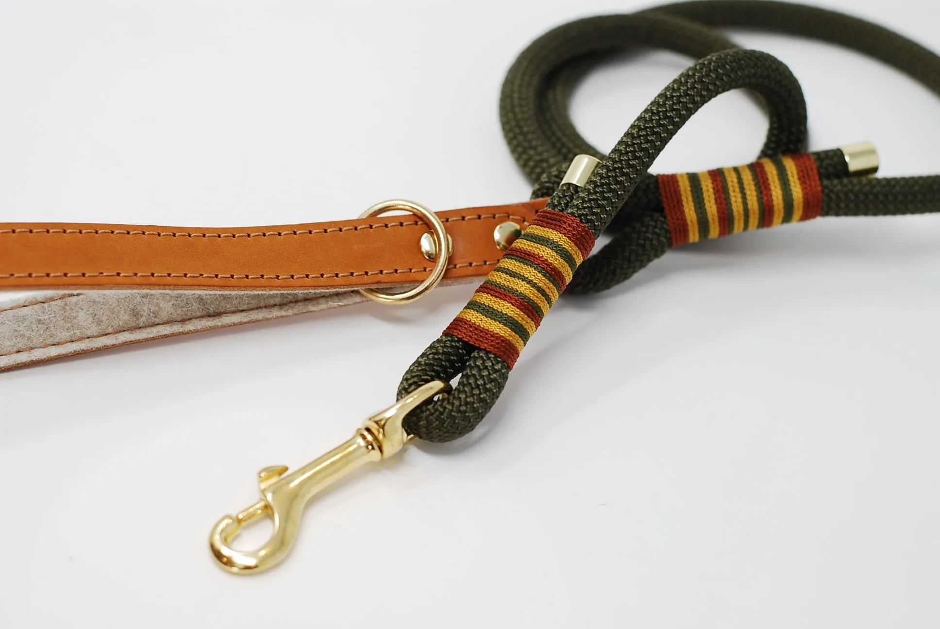Leather and rope dog leads