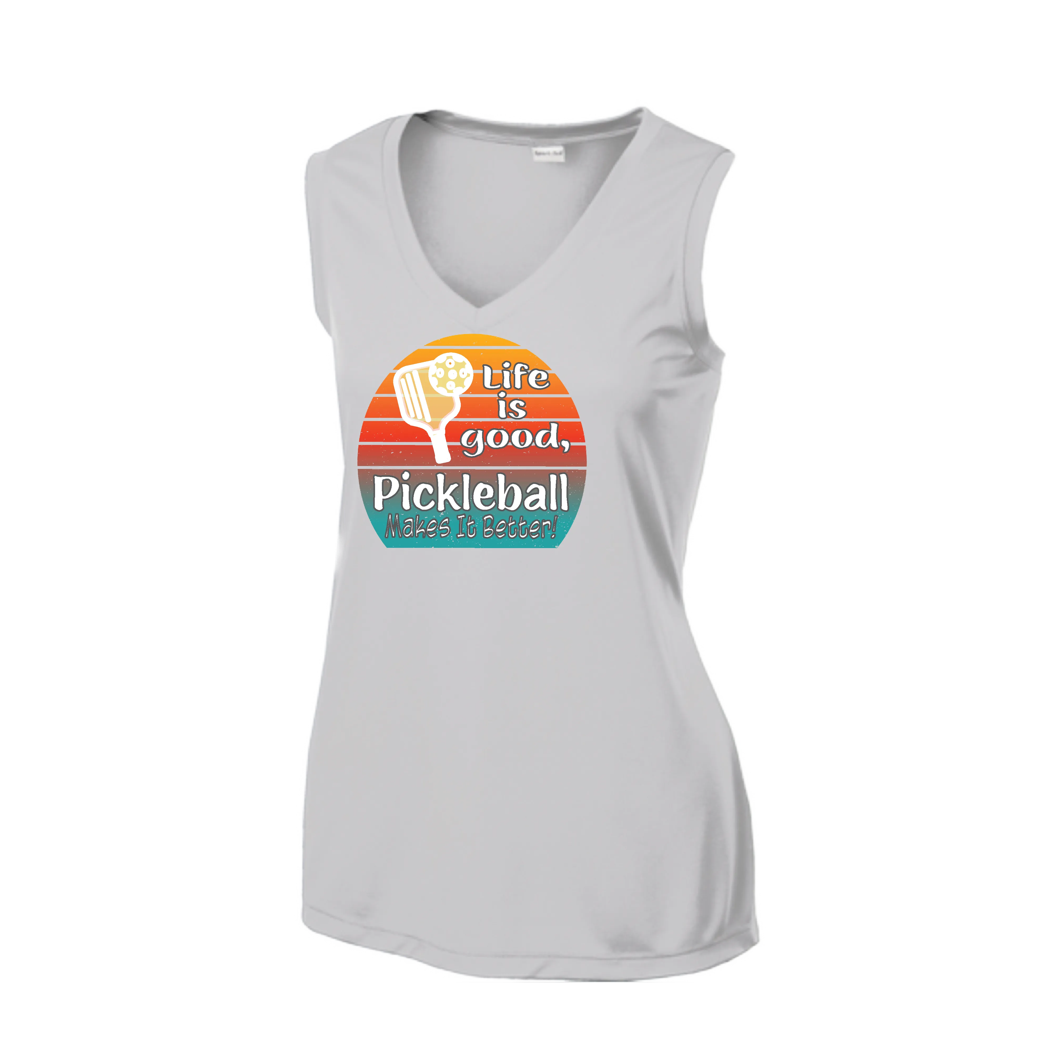 Life is Good Pickleball Makes it Better | Women’s Sleeveless Athletic Shirt | 100% Polyester