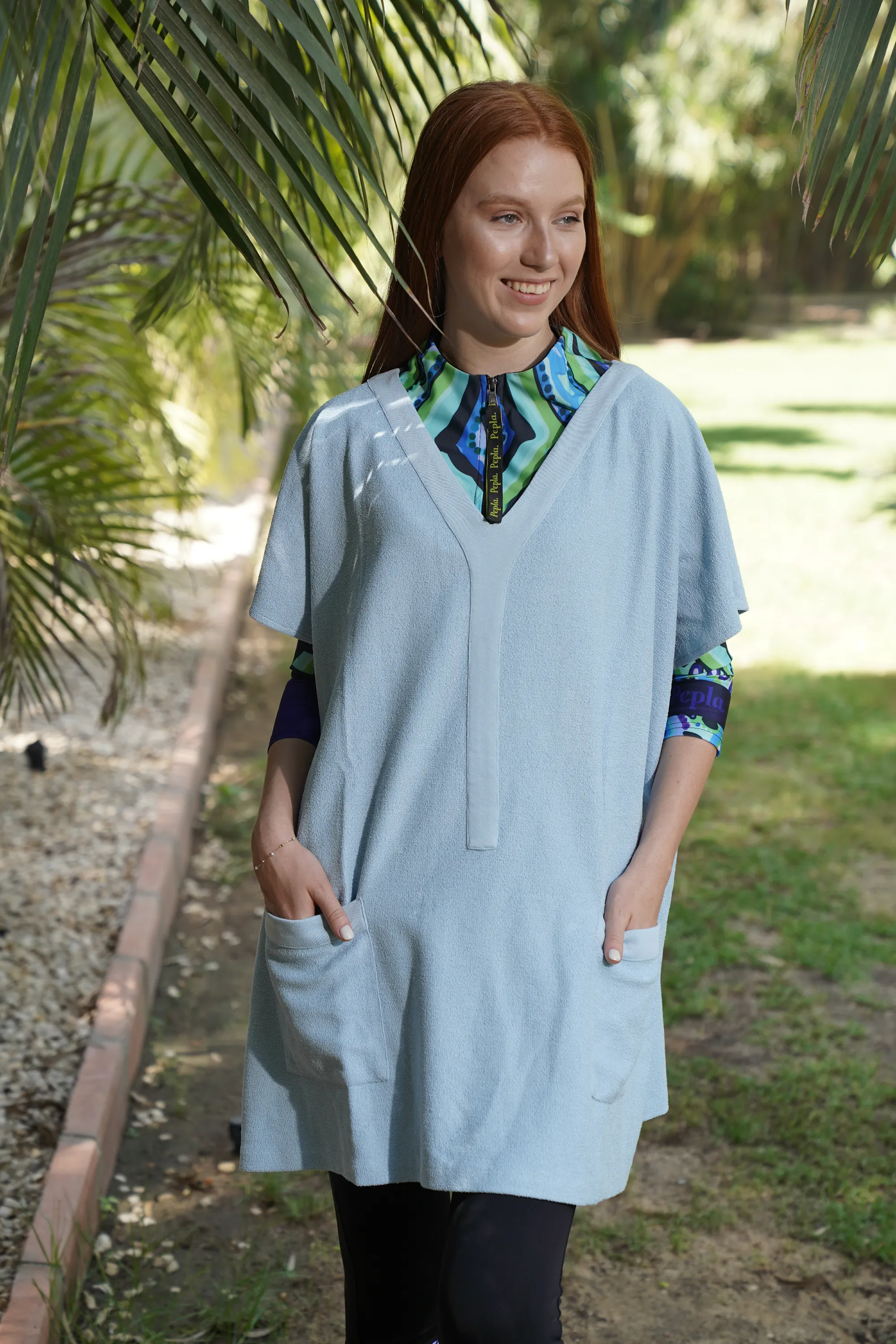 Light blue Towel Poncho