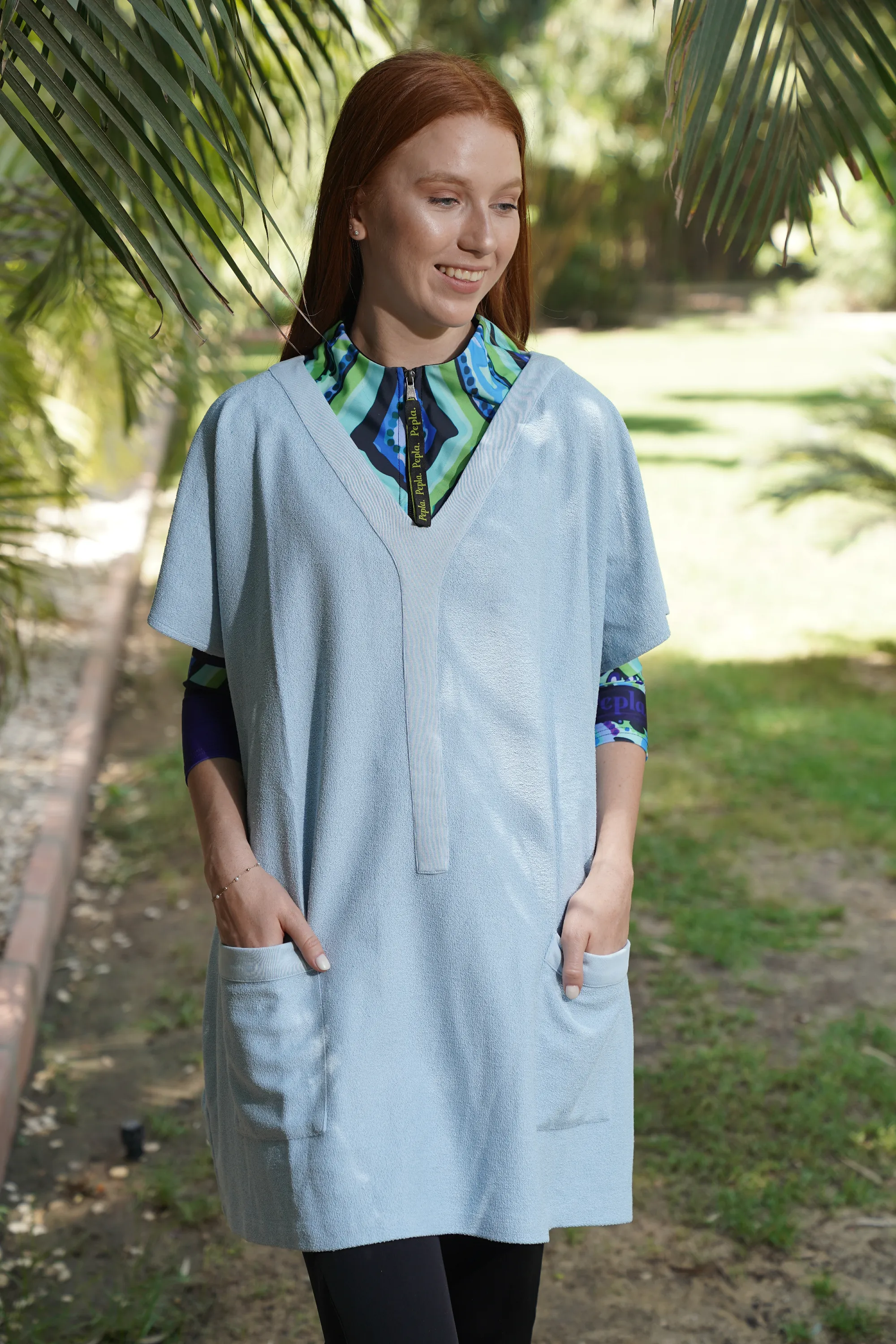 Light blue Towel Poncho