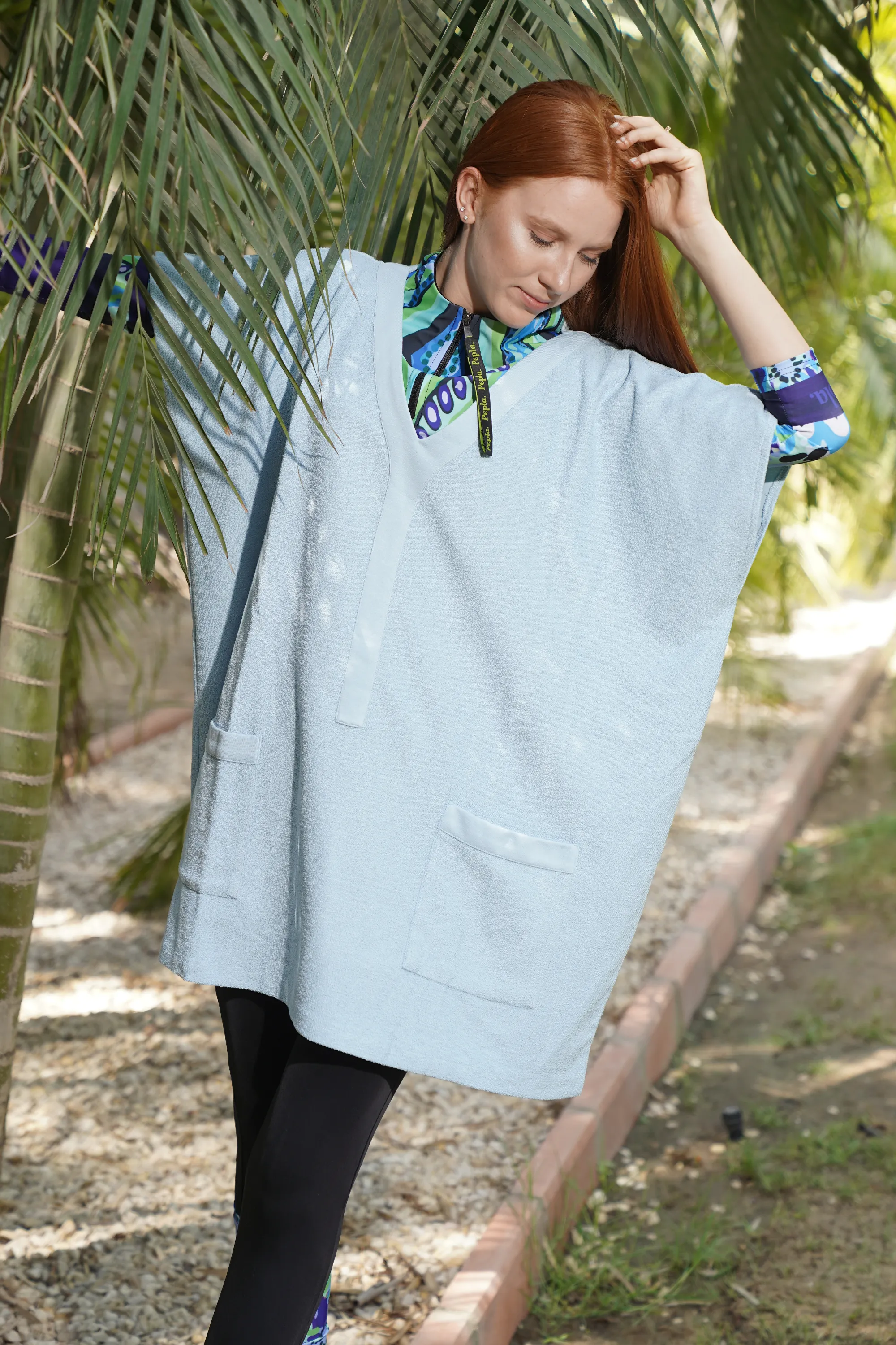 Light blue Towel Poncho