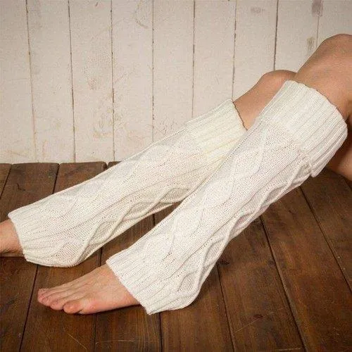 Long Leg Warmers Women Crochet Knitted Soft Elastic