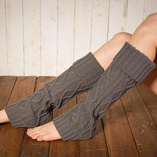 Long Leg Warmers Women Crochet Knitted Soft Elastic
