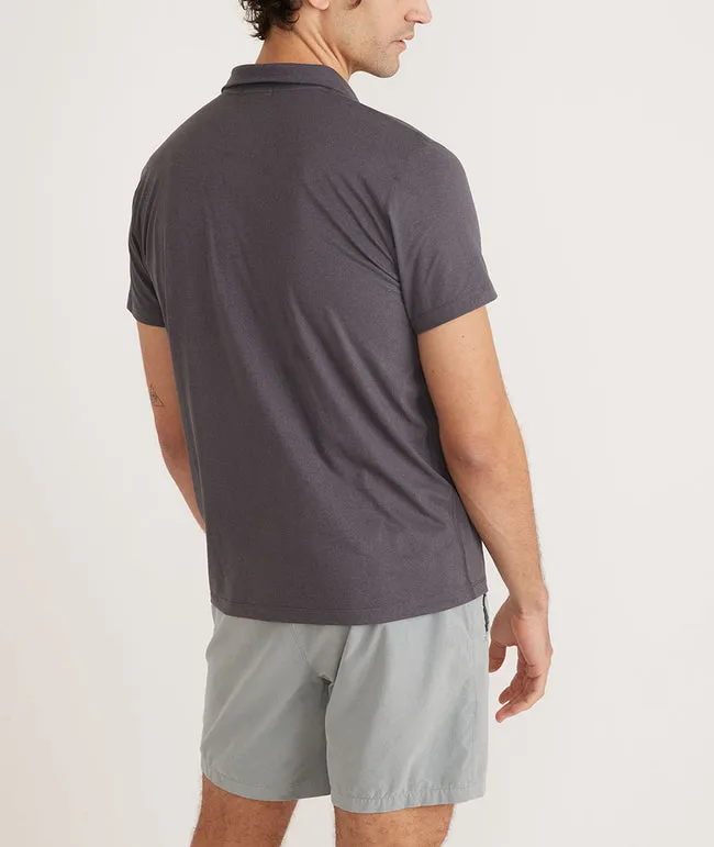 Marine Layer Re-Spun Sport Chest Stripe Polo in Grey Multi Stripe