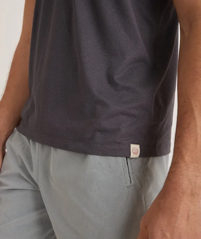Marine Layer Re-Spun Sport Chest Stripe Polo in Grey Multi Stripe