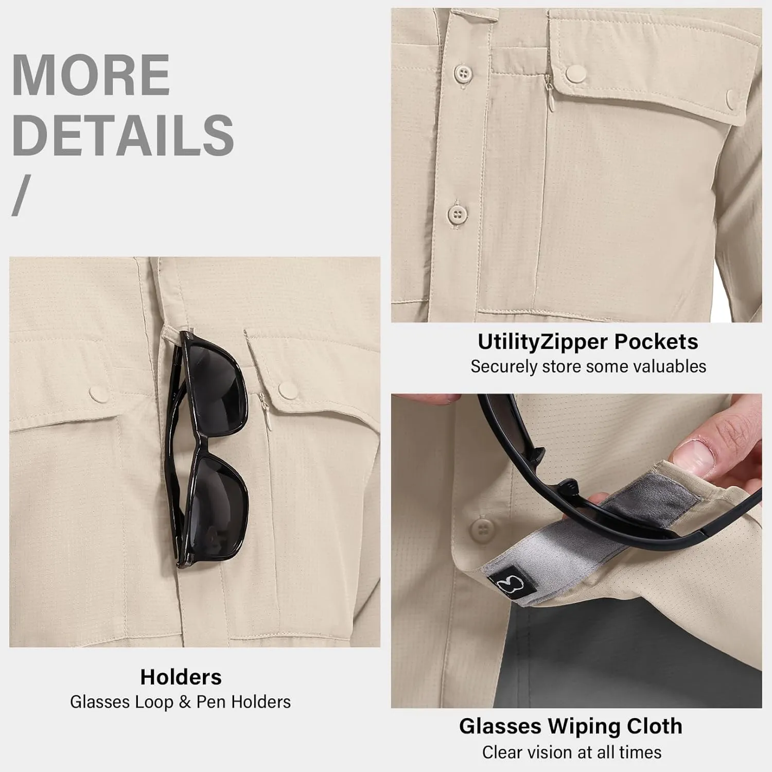 Men's Long Sleeve Sun Protection Fishing Shirt UPF 50 UV Quick Dry Cooling Outdoor Hiking Travel Safari Shirts