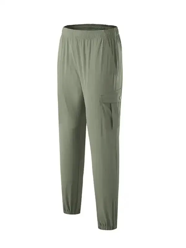 Men’s quick-drying elastic casual fitness training cargo pocket trousers