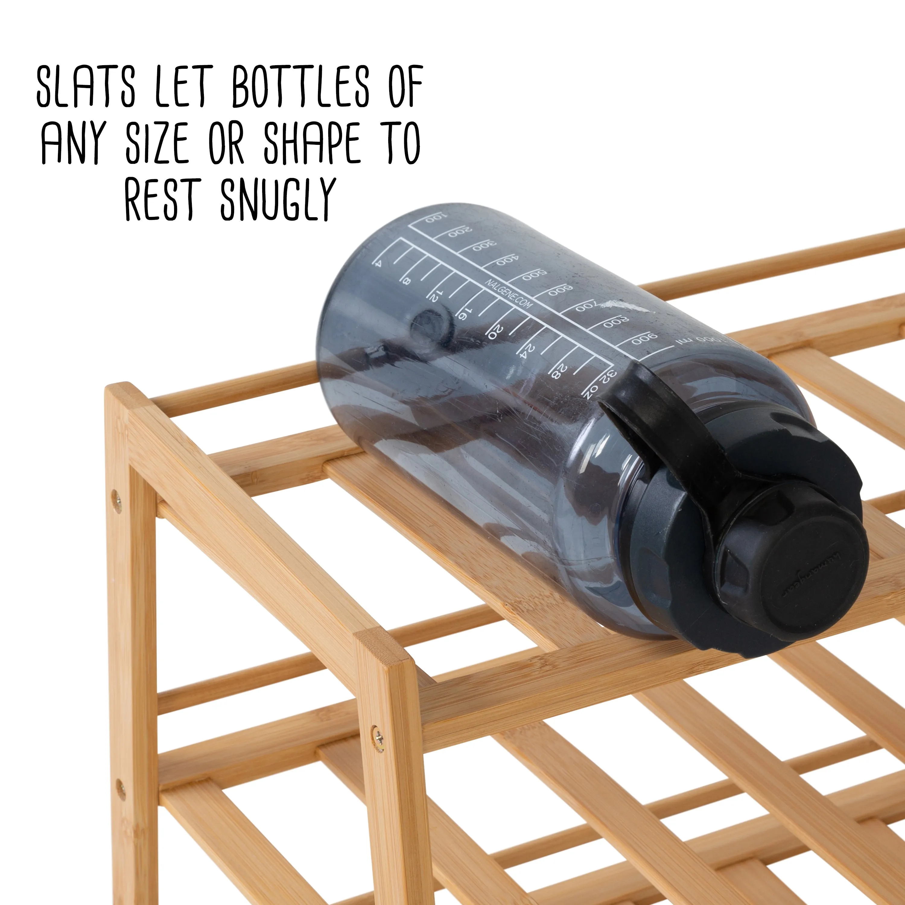 Natural 3-Tier Bamboo Water Bottle Organizer For Cabinet or Pantry