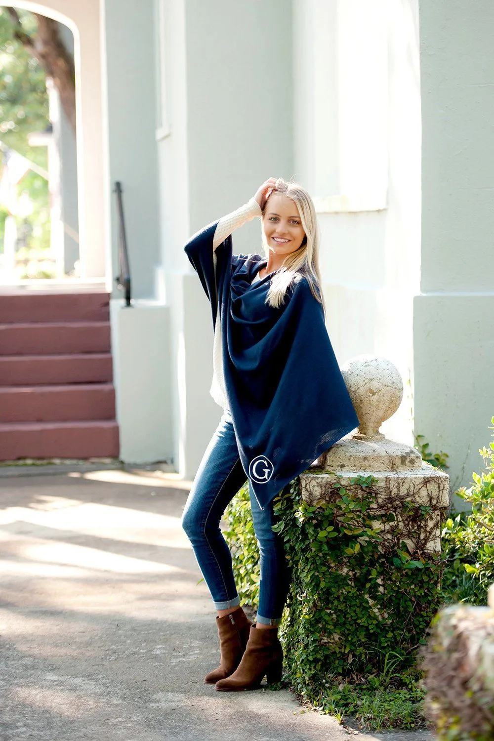 Navy Chelsea Poncho - Personalized