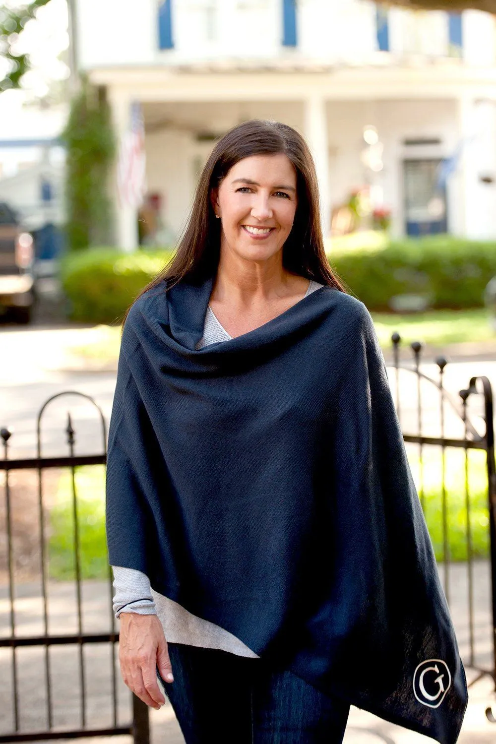Navy Chelsea Poncho - Personalized