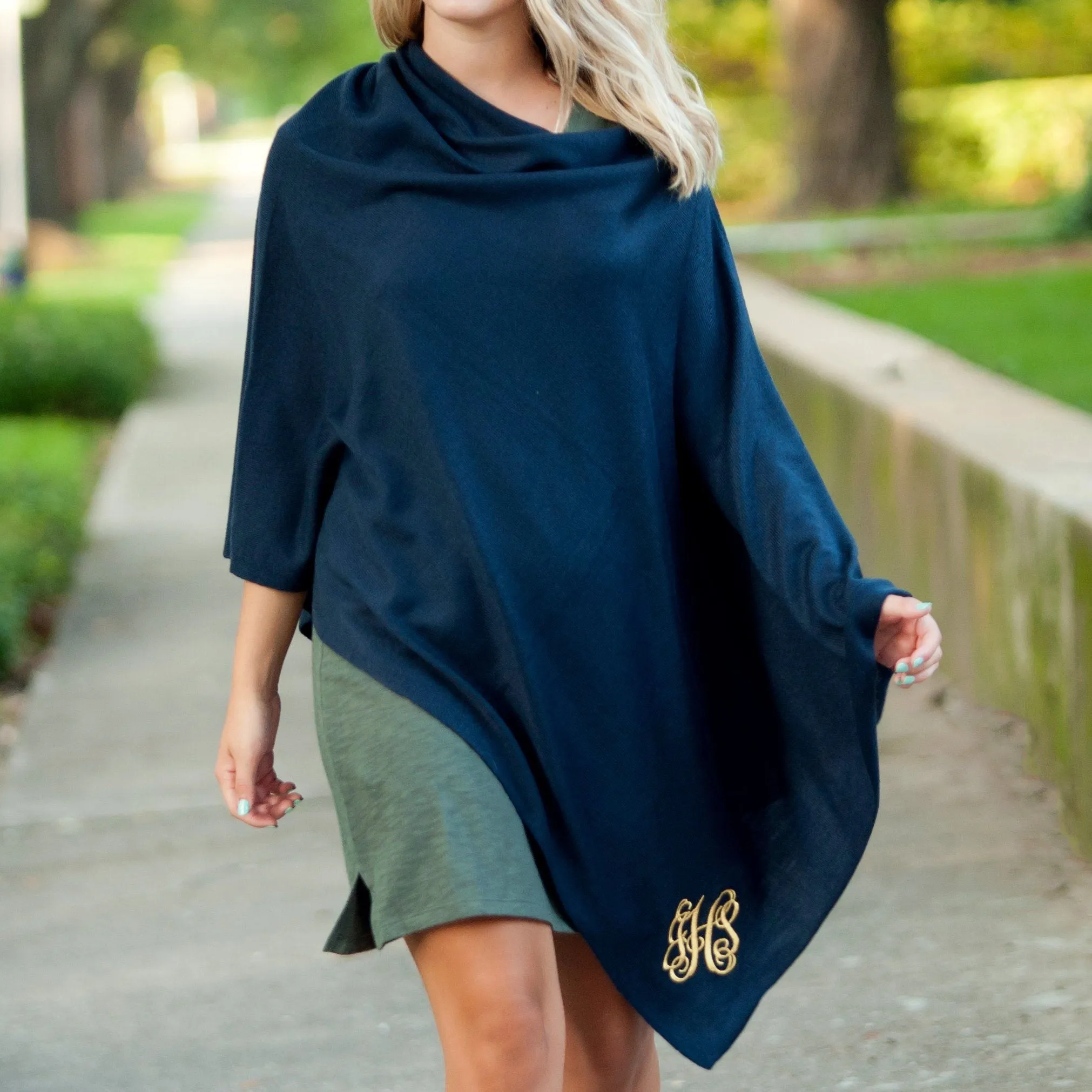 Navy Chelsea Poncho - Personalized