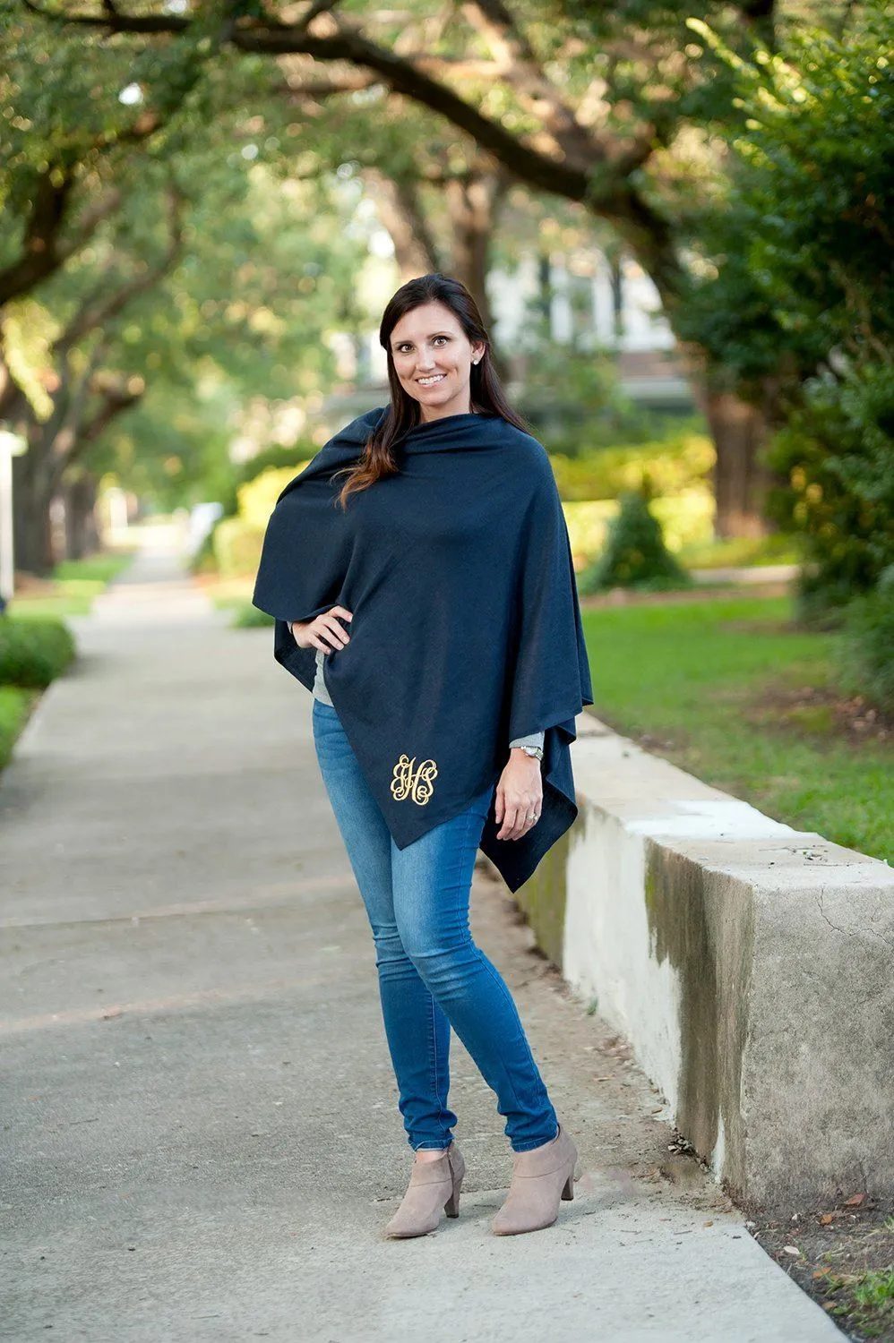 Navy Chelsea Poncho - Personalized