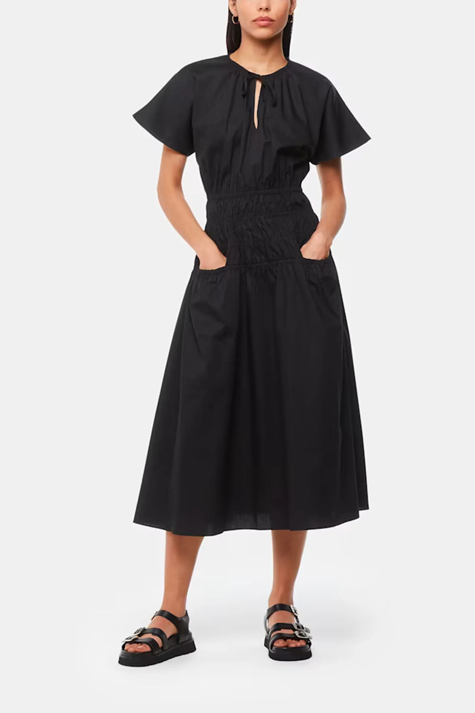 Poplin Shirred Dress