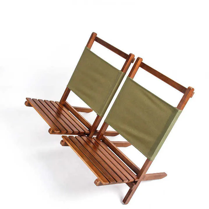 Portable Outdoor Natural Wood Camping Beach Chair for Fishing Chair Wood كرسي تخييم شاطئي محمول خارجي مصنوع من الخشب الطبيعي لصيد الأسماك