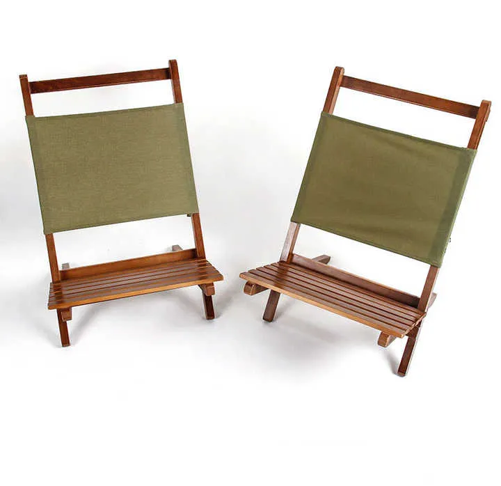 Portable Outdoor Natural Wood Camping Beach Chair for Fishing Chair Wood كرسي تخييم شاطئي محمول خارجي مصنوع من الخشب الطبيعي لصيد الأسماك