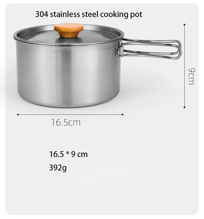 Portable Stainless Steel Camping -مجموعة أدوات طهي