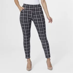 Printed Jasmine Zip Pocket Leggings - Black/Cream Plaid - Final Sale