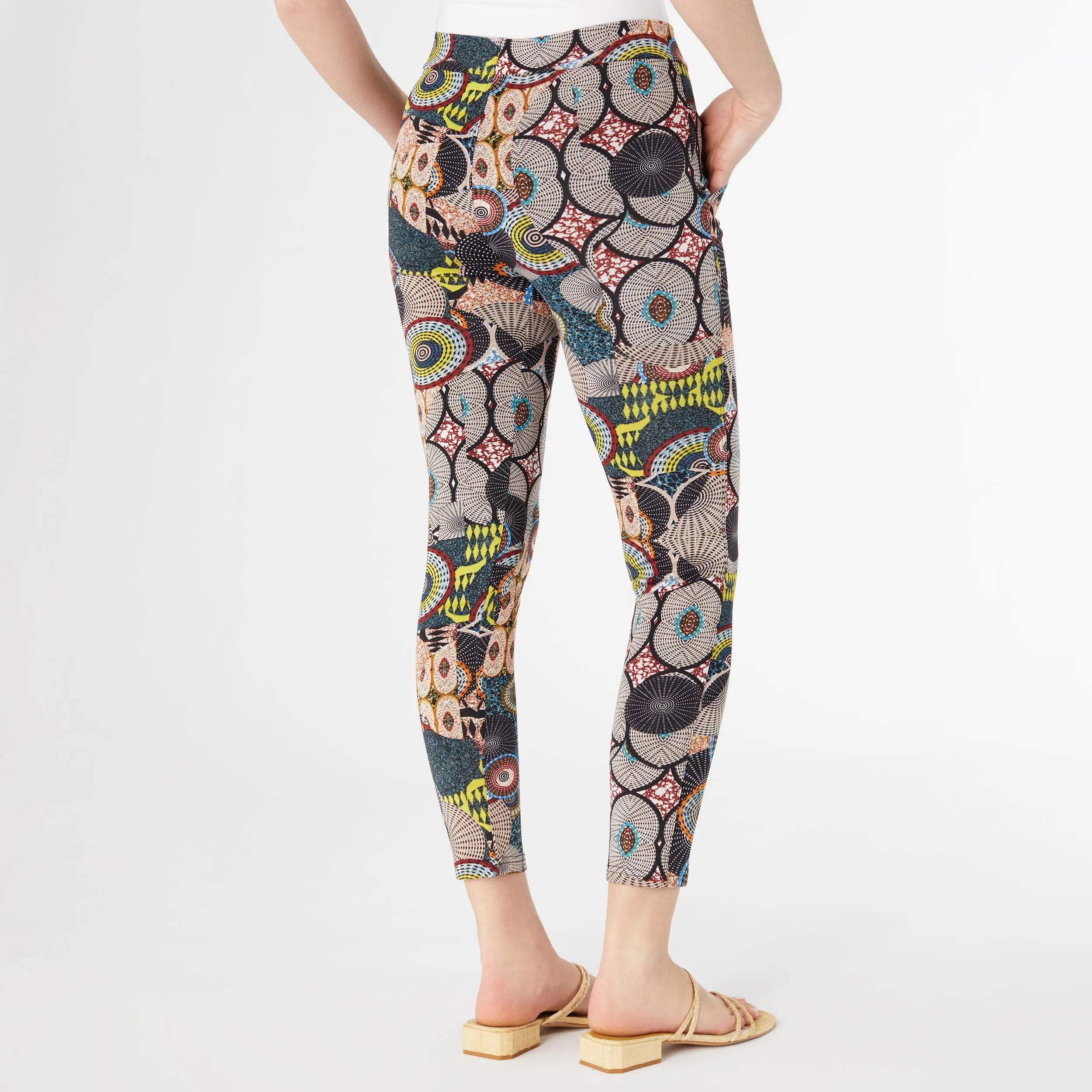 Printed Jasmine Zip Pocket Leggings - Cyber Lime Spiral Print